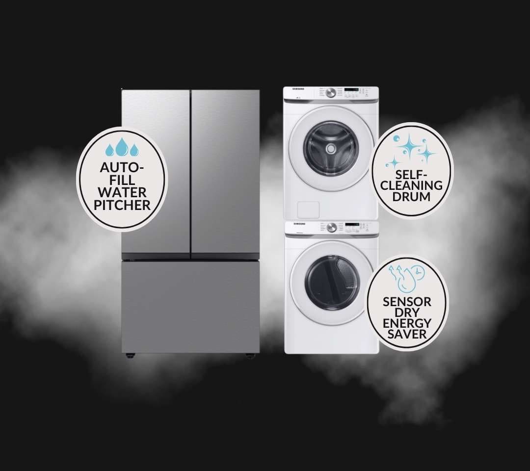 Home Buyers get a Samsung Washer and Dryer and Refrigerator as a bonus to the appliance package with a contract to Purchase a Boyd home BY OCTOBER 31, 2025!